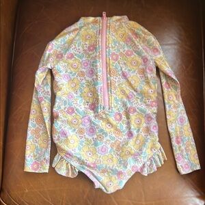 Floral Long Sleeve Kids Swimsuit